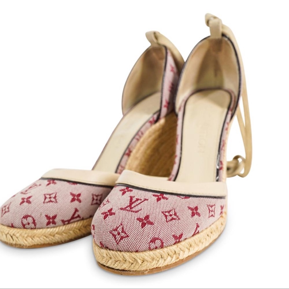 Louis Vuitton Monogram Canvas and Leather Starboard Espadrille Wedges - Picture 3 of 5